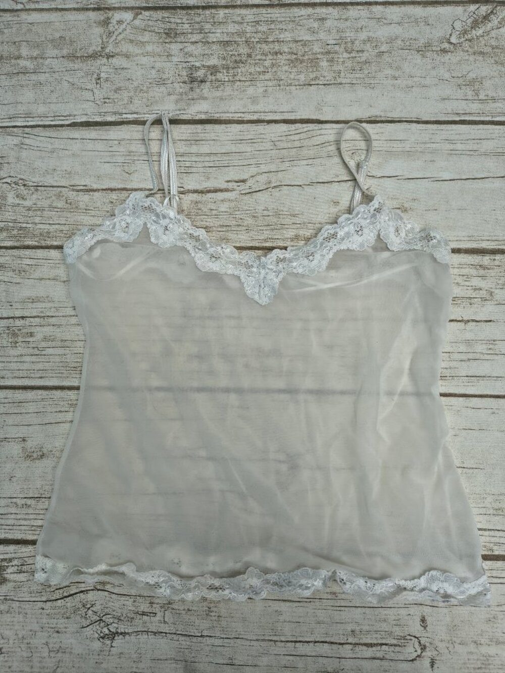 Vintage La Senza Sheer White Lace Camisole Top Y2K Size Medium